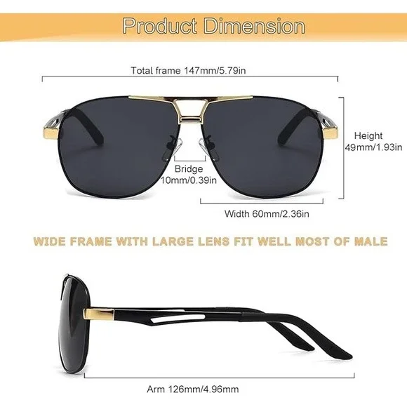 Aviator Sunglasses Women Dark Lenses Silver Metal Frame Black Arms Chic Fashion - Picture 11 of 12